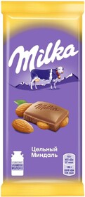 Milka Шоколад молочный ореховая паста с миндалем 90/