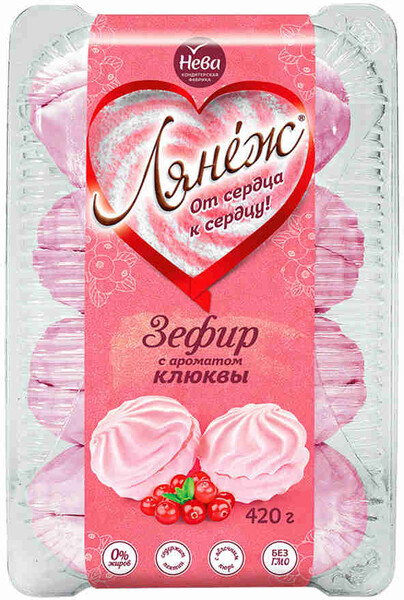 Зефир Лянеж с ароматом клюквы 420г КФ Нева