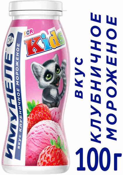 БЗМЖ Напиток к/мол Neo Имунеле Kids клубничное мороженое 1,5%100г