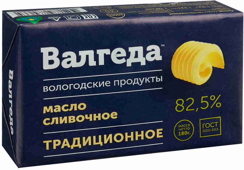 Масло Валгеда сливочное традиционное 82.5% 180 г