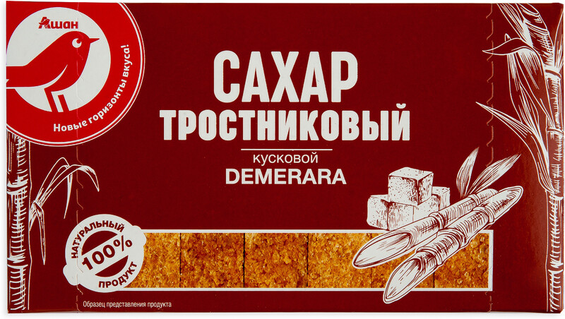 Сахар тростник. кусковой АШАН 0,5 кг.