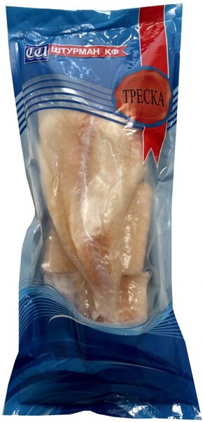 Филе трески «Штурман КФ» замороженное (0,8-1,2 кг), 1 упаковка ~ 1 кг
