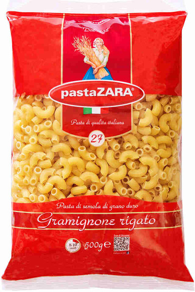 Макаронные изделия Pasta Zara №27 Рожок рифленый маленький, 500г