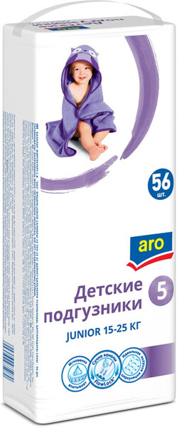 Подгузники ARO junior 5 (15-25кг), 56шт