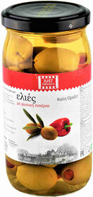 Оливки Just Greece с красным перцем 360 г