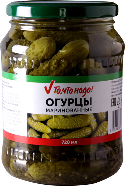 Корнишоны ТЧН! маринованные 3-6см 720мл ст/б