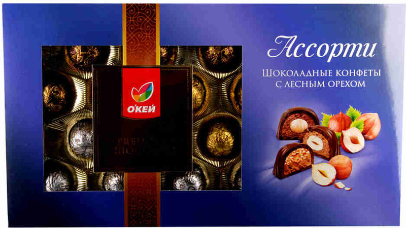 Набор конфет ОКЕЙ с лесным орехом ассорти 200г