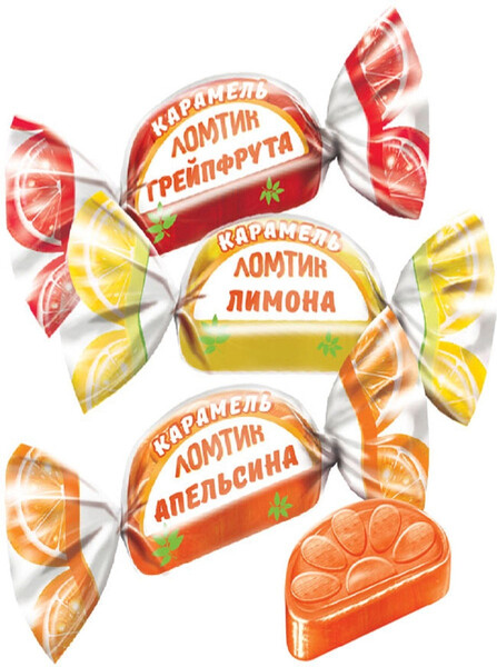 Карамель Ломтики со вкусами апельсина, лимона и грейпфрута, 2 упаковки по 500гр