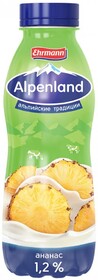 Продукт Ehrmann Alpenland йогуртный питьевой с ананасом 1.2% 420 г