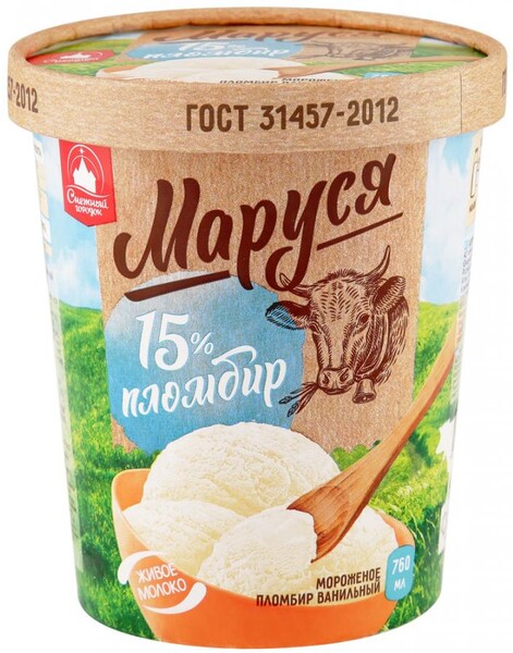 Мороженое Маруся Снежный городок пломбир 15%, 380 г