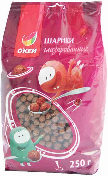 Сухой завтрак ОКЕЙ шарики глазир с какао 250г