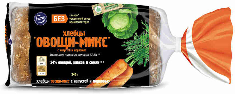 Хлебцы FAZER Овощи-микс с капустой и морковью, 240 г