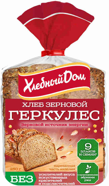 Хлеб зерновой Геркулес Хлебный Дом нарезка, 250 г