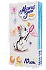 Платочки бумажные 10 листов, 2 слоя, белые, 10 шт., Мягкий Знак, пластиковый пакет