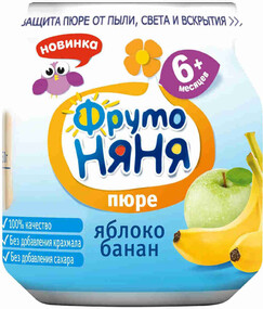 Пюре ФрутоНяня с яблоком и бананом без сахара с 6 месяцев 100 г