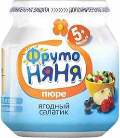 Пюре ФрутоНяня ягодный салатик без сахара с 5 месяцев 100 г