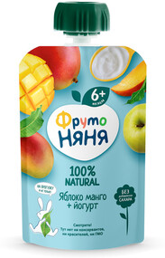 Пюре ФрутоНяня с яблоком манго и йогуртом без сахара с 6 месяцев 90 г