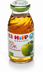 Детское питание сок HIPP яблочный мягкий б/с с 4 мес ст/б Россия, 200 мл