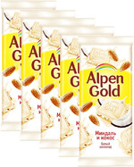 Шоколад Alpen Gold белый с миндалем и кокосовой стружкой, 85 г