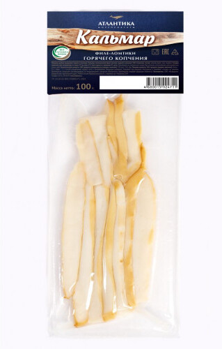 Кальмар Атлантика филе-ломтики горячего копчения тихоокеанский 100 гр Фосфорель