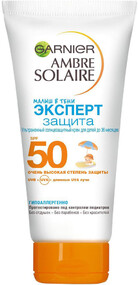 Крем солнцезащитный детский Garnier Ambre Solaire Малыш в тени эксперт защит без красителей и отдушек SPF 50, 50 мл