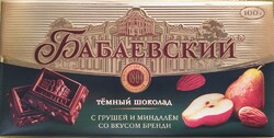 Кондитерские изделия Бабаевский Шоколад Бабаевский темн. с Грушей и Минд.,со вкус. бренди. ,100 гр. (17)