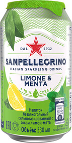 Напиток Sanpellegrino Limone & Menta (Лимон & Мята) сильногазированный, 0,33 л
