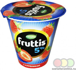 БЗМЖ Йогуртный продукт Фруттис Сливочное лакомство клубника 5% 290г