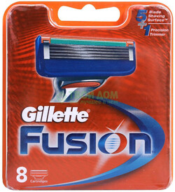 Кассеты для бритвенного станка GILLETTE Fusion в упаковке, 8шт