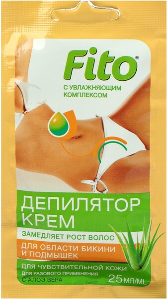 Крем д/депиляции Фитокосметик с экстрактом Алоэ Вера д/области бикини и подмышек д/чувствительной кожи 25мл