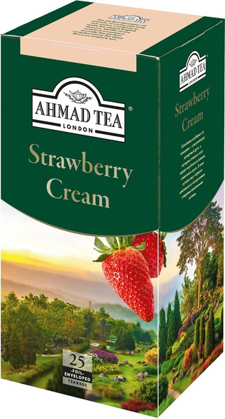 Чай Ahmad Tea Strawberry Cream черный листовой 25 пакетиков по 1.5 г