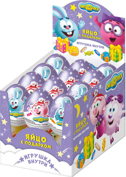 Шоколадное яйцо СМЕШАРИКИ с сюрпризом, 24 шт по 20г