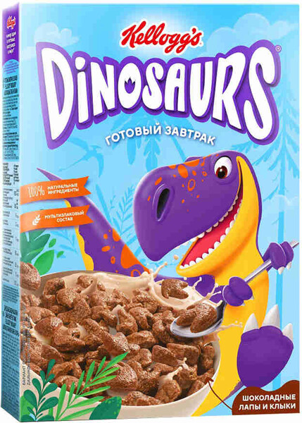 Сухой завтрак Kellogg's Dinosaurs Шоколадные лапы и клыки 220 г
