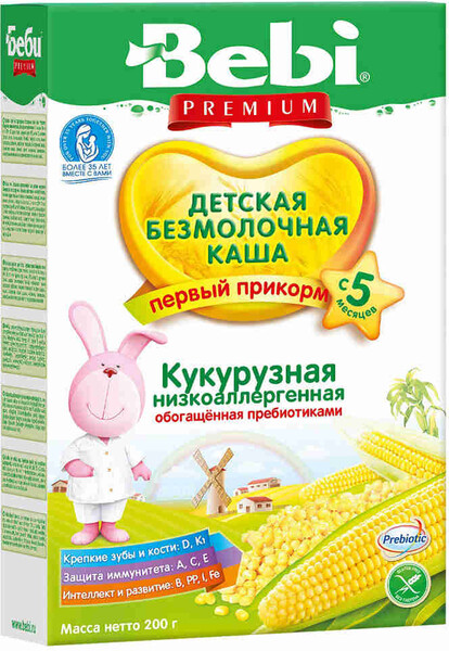 БЗМЖ Детская каша Bebi Premium молочная кукурузная с 5мес 200г