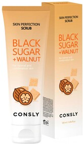 Скраб для лица Consly с черным сахаром и экстрактом грецкого ореха, 120 мл