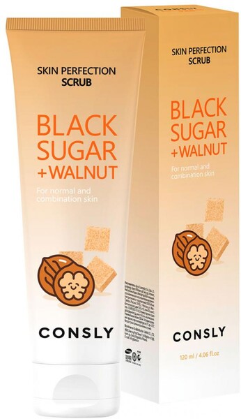 Скраб для лица Consly с черным сахаром и экстрактом грецкого ореха, 120 мл