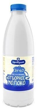 Молоко 3,4-6% ультрапастеризованное Здравушка Отборное, 930 мл., пластиковая бутылка