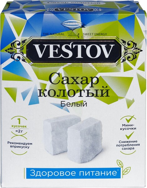 Сахар белый VESTOV колотый, 250г Россия, 250 г