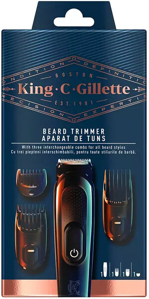 Триммер для бороды с тремя съёмными насадками-гребнями, King C. Gillette, 1 шт., Китай