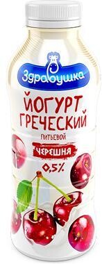 Йогурт Греческий Черешня 0,5%, Здравушка, 430 гр, ПЭТ