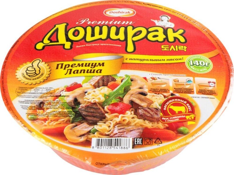 Лапша быстрого приготовления Доширак Premium со вкусом говядины с грибами, 140 г