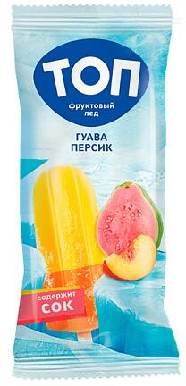 Мороженое фруктовый лед со вкусом гуава персик, ТОП, 70 гр., флоу-пак
