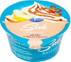 Йогурт Solo с яблоком и со вкусом карамели  4,2% 130 гр стакан  Экомилк