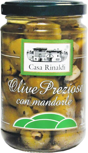 Оливки Особые Casa Rinaldi фаршированные миндалем, 290 гр., стекло