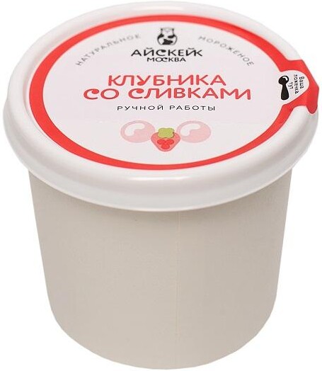Мороженое клубника со сливками Айскейк, 75 гр., пластиковая банка
