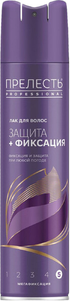 Лак для волос ПРЕЛЕСТЬ Professional Защита, мегафиксация, 300мл Россия, 300 мл