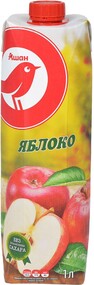 Сок АШАН яблочный с 3 лет, 1 л