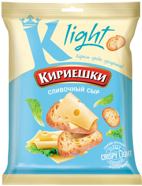 Сухарики Кириешки Light пшеничные со вкусом сливочного сыра 33 г