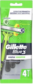 Gillette Blue 3 Simple Sensetive Бритвы одноразовые, 4 шт