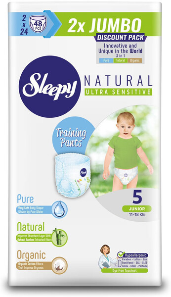 Экологичные подгузники-трусики Sleepy Natural серия 